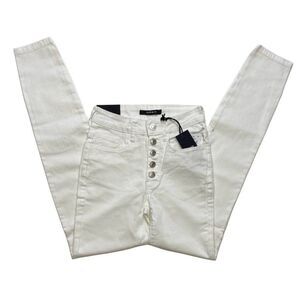 Numero Verona Ankle Skinny Jeans 27 White Juniors' Stretchy Exposed-Buttons NEW